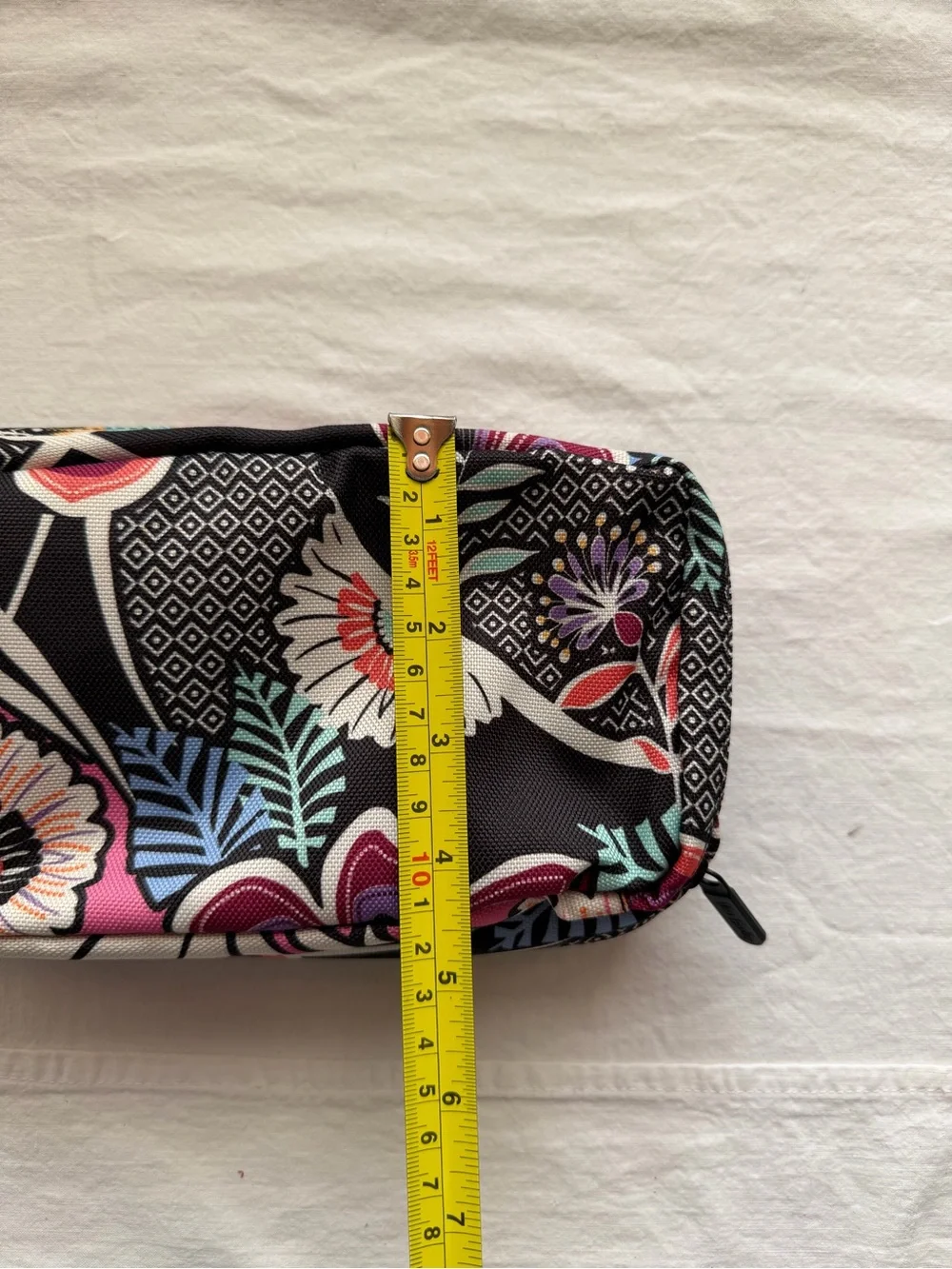 Vera Bradley Black Floral Zip Cosmetic Case with Pink Accents